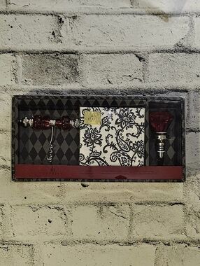 Cypress Home Wine Gift Set Corkscrew Stopper Napkins NIB